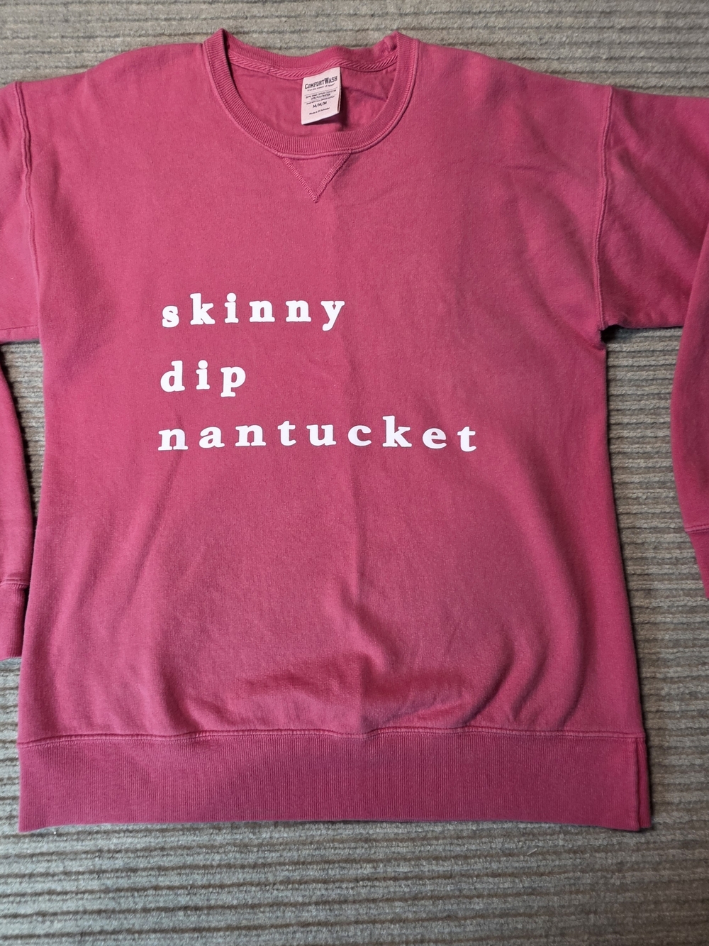 Comfort Colors Sweatshirt Womens Medium Pink Skinny Dip Nantucket Coastal Preppy